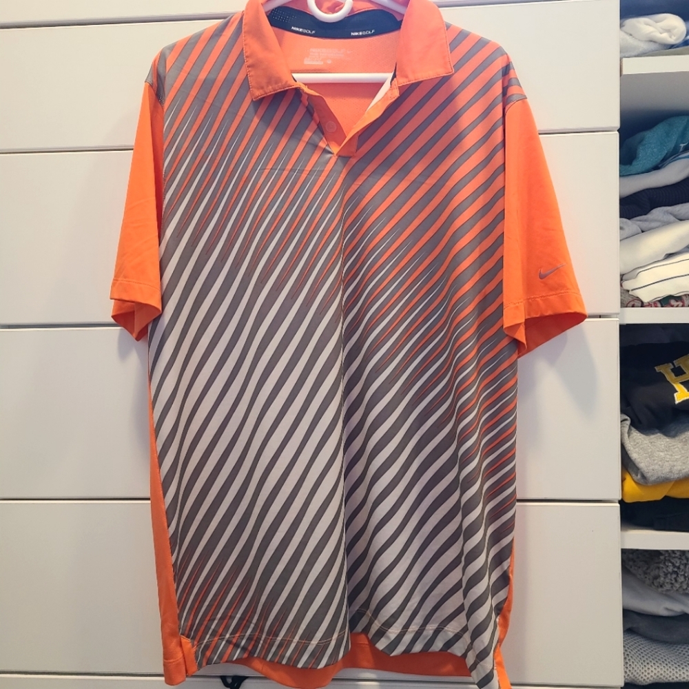 Nike Golf Polo. Orange + Grey. Large.